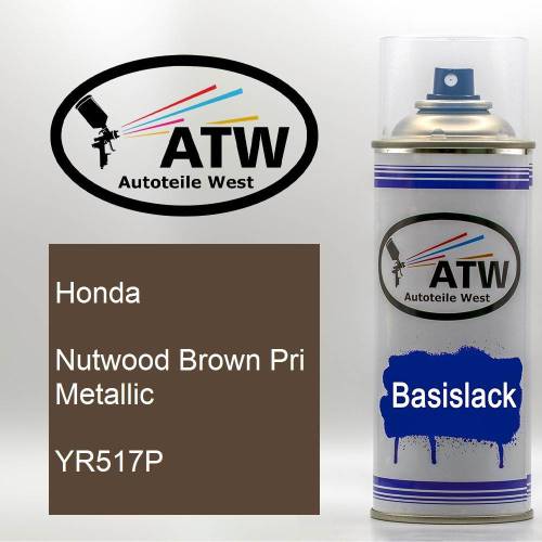 Honda, Nutwood Brown Pri Metallic, YR517P: 400ml Sprühdose, von ATW Autoteile West.